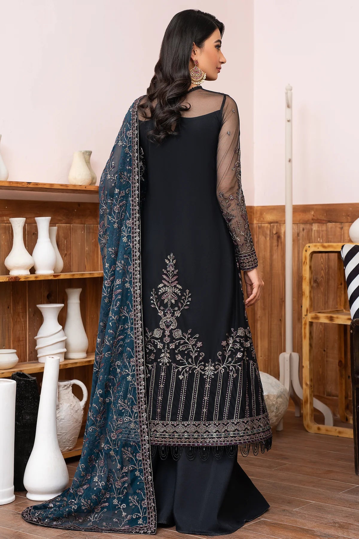 Meeral By Zarif Embroidered Net Unstitched 3 Piece Suit - 02 Meeral By Zarif Embroidered Net Unstitched 3 Piece Suit - 02