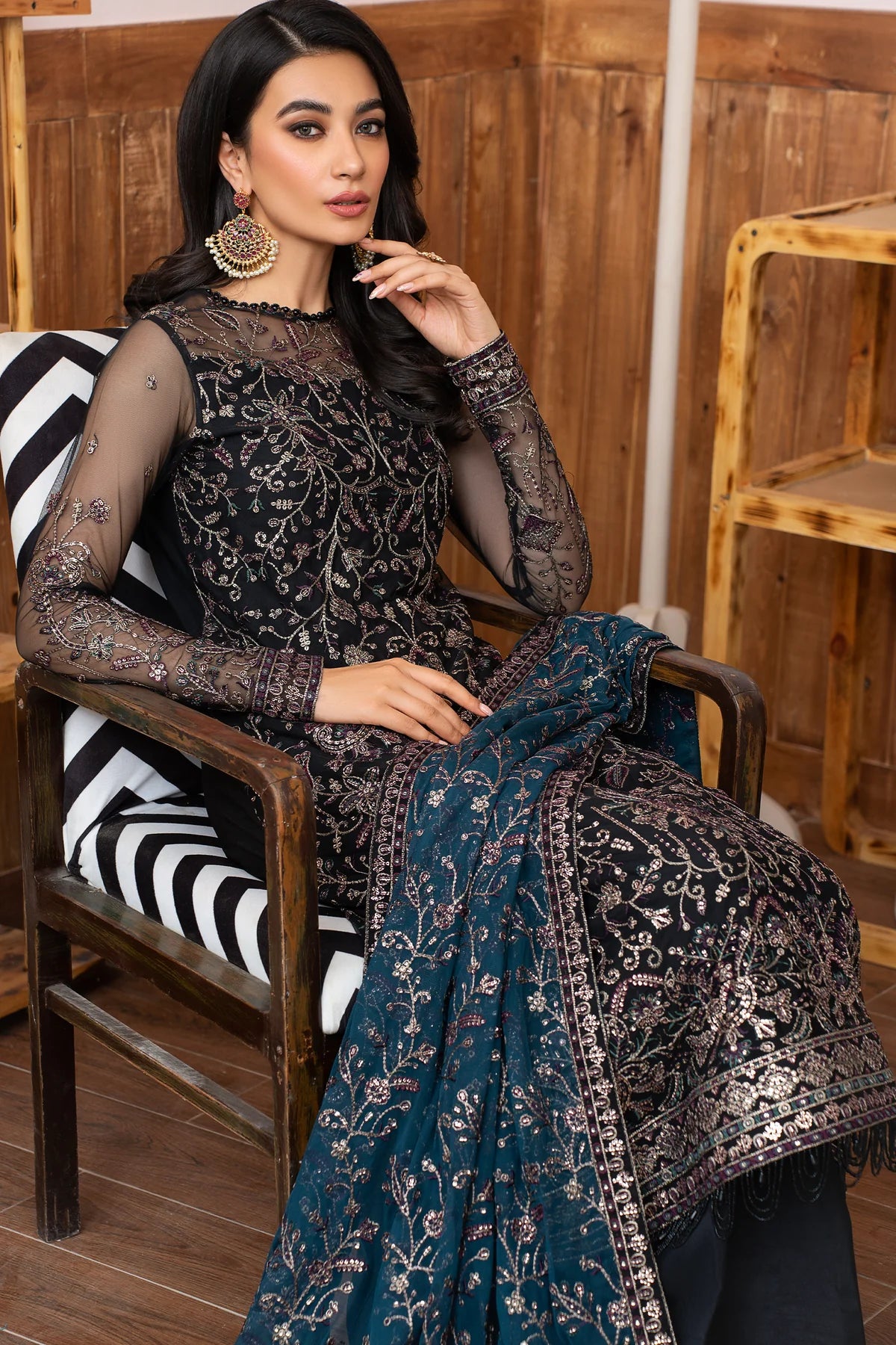 Meeral By Zarif Embroidered Net Unstitched 3 Piece Suit - 02 Meeral By Zarif Embroidered Net Unstitched 3 Piece Suit - 02