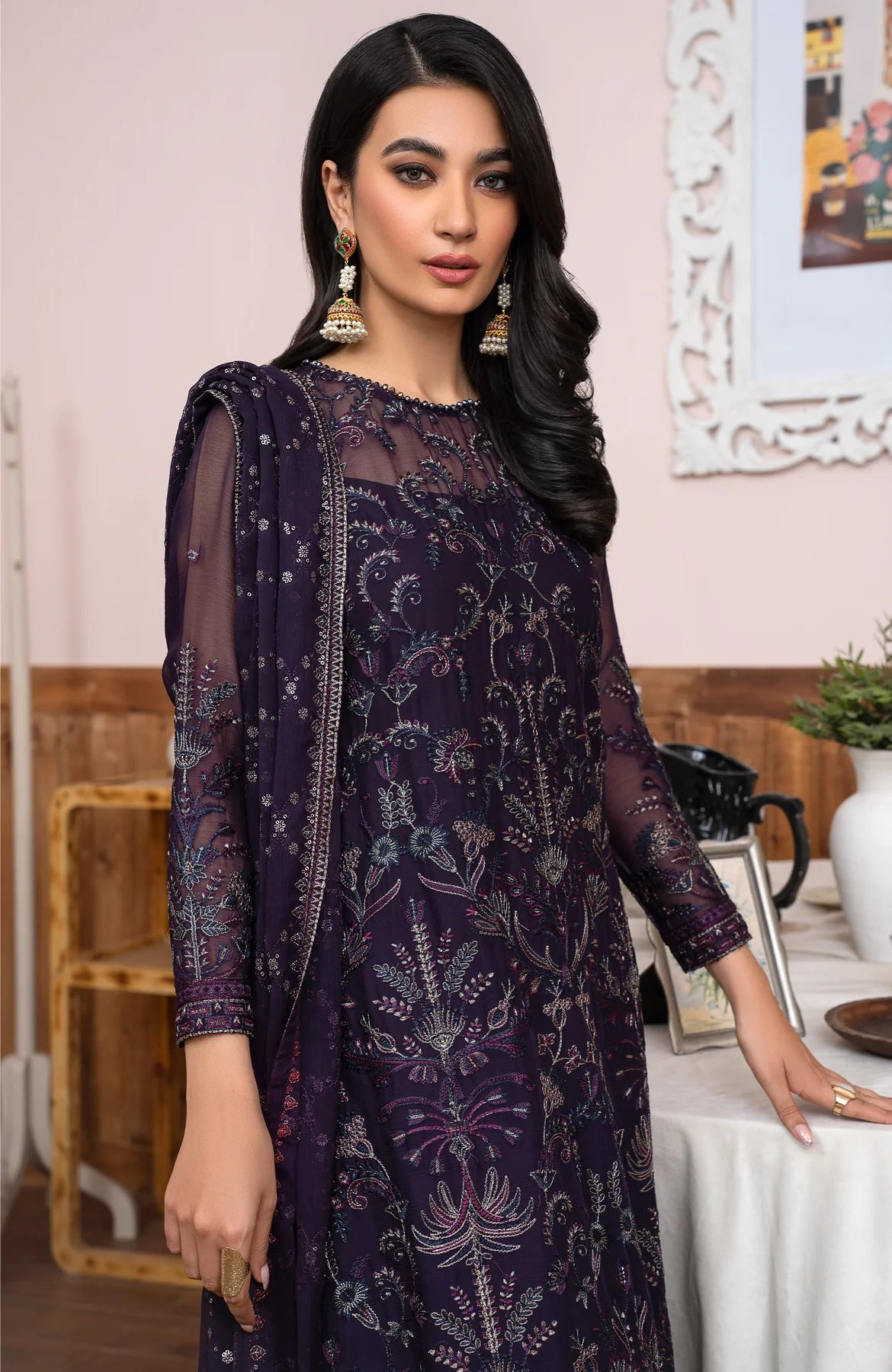 Meeral By Zarif Embroidered Chiffon Unstitched 3 Piece Suit - 05 Meeral By Zarif Embroidered Chiffon Unstitched 3 Piece Suit - 05