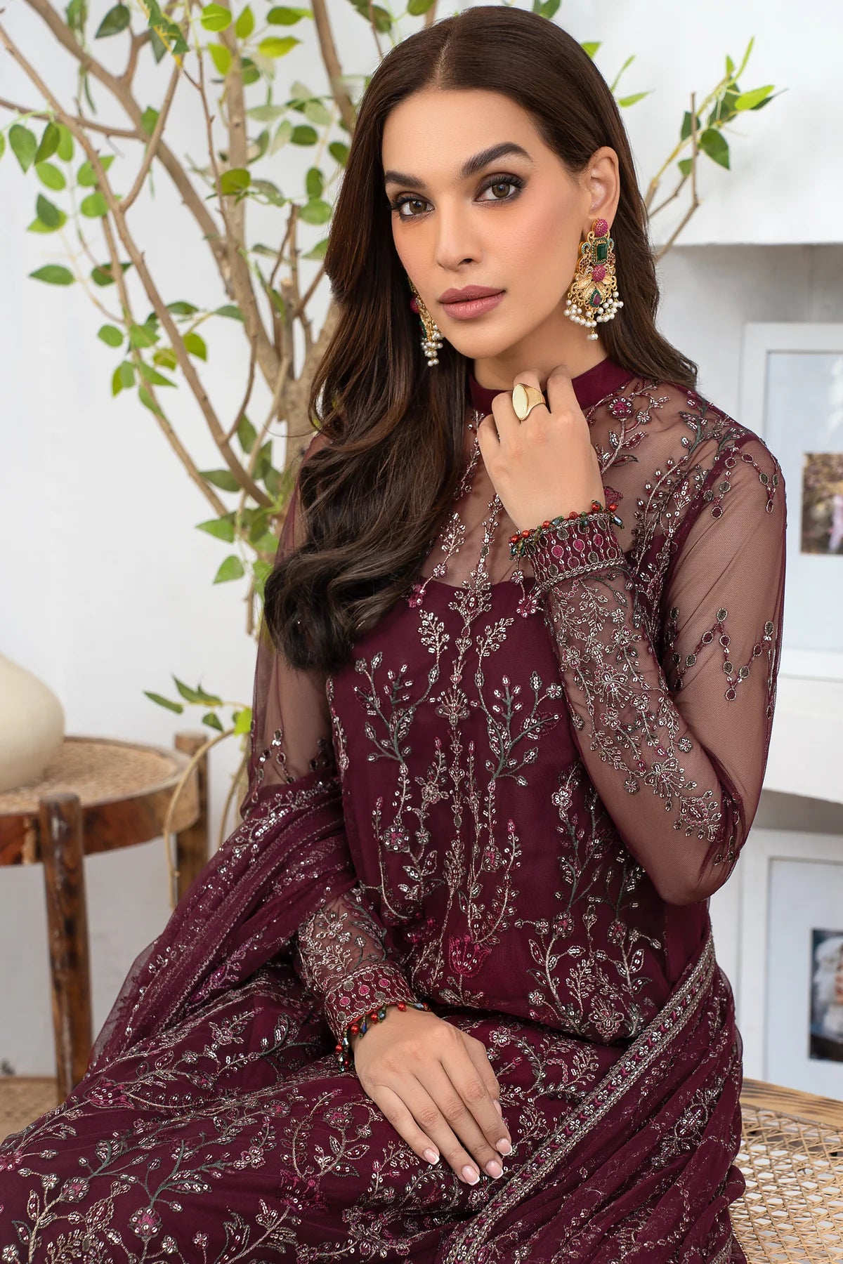 Meeral By Zarif Embroidered Net Unstitched 3 Piece Suit - 06 Meeral By Zarif Embroidered Net Unstitched 3 Piece Suit - 06