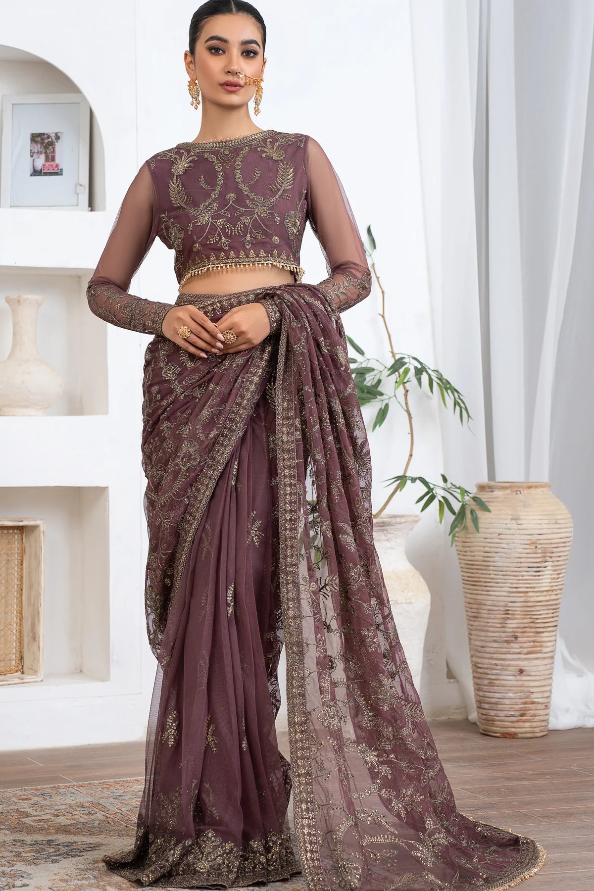 Meeral By Zarif Embroidered Net Unstitched 3 Piece Suit - 01 Meeral By Zarif Embroidered Net Unstitched 3 Piece Suit - 01