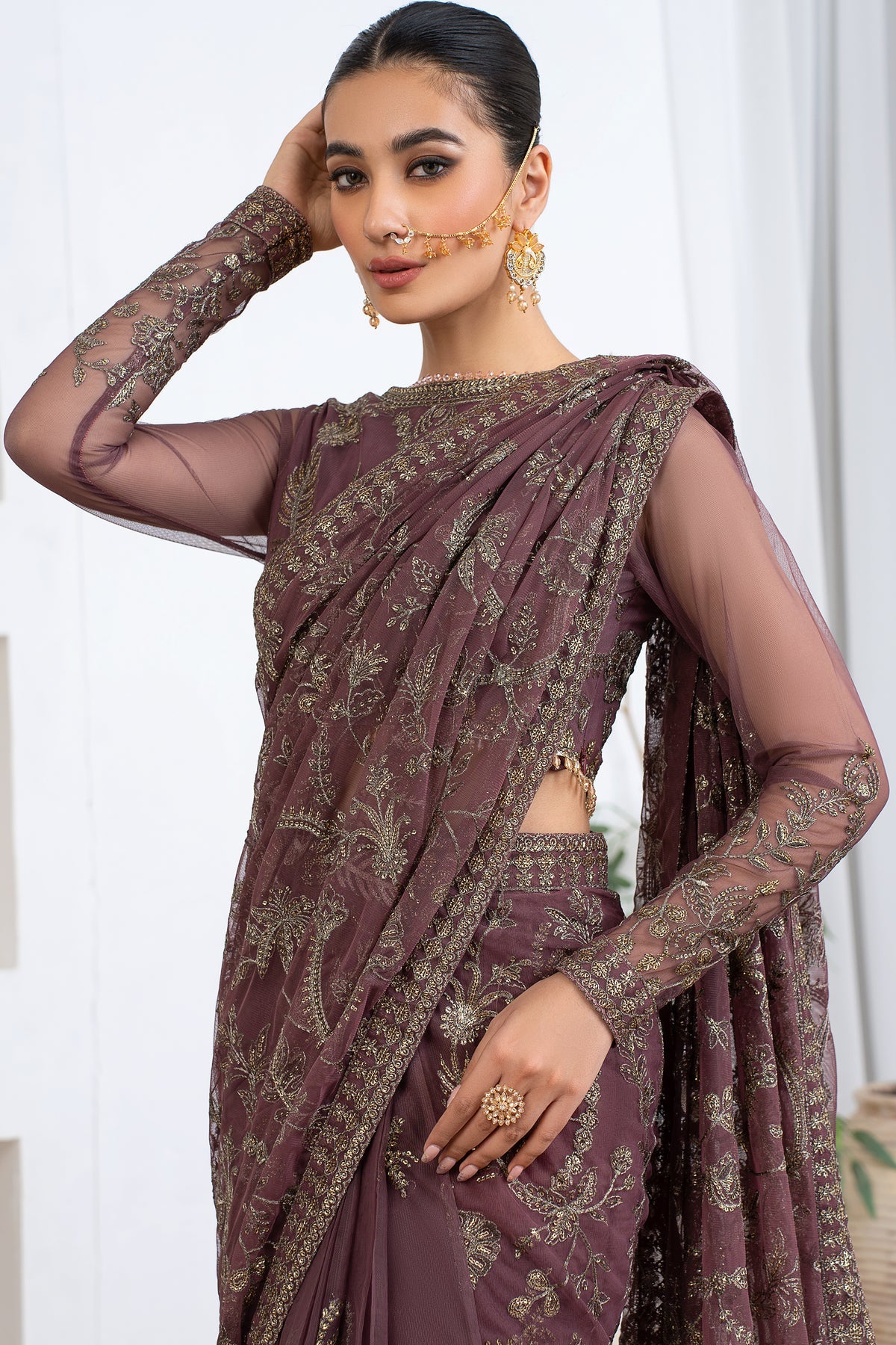 Meeral By Zarif Embroidered Net Unstitched 3 Piece Suit - 01 Meeral By Zarif Embroidered Net Unstitched 3 Piece Suit - 01