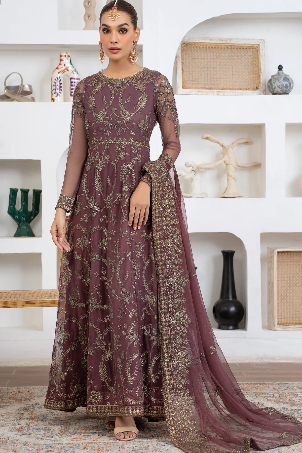 Meeral By Zarif Embroidered Net Unstitched 3 Piece Suit - 01 Meeral By Zarif Embroidered Net Unstitched 3 Piece Suit - 01