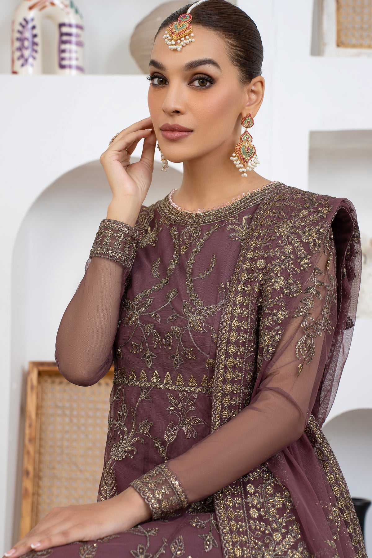 Meeral By Zarif Embroidered Net Unstitched 3 Piece Suit - 01 Meeral By Zarif Embroidered Net Unstitched 3 Piece Suit - 01