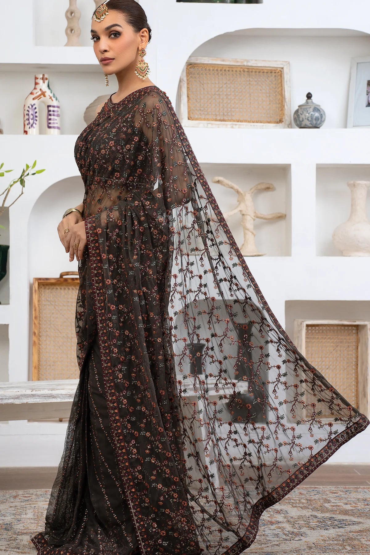 Meeral By Zarif Embroidered Net Unstitched 3 Piece Suit - 04 Meeral By Zarif Embroidered Net Unstitched 3 Piece Suit - 04