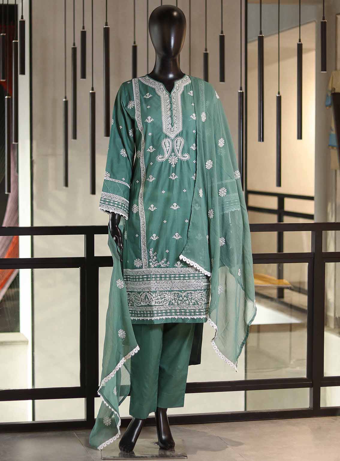 SNSC Embroidered Lawn Suits Stitched 3 Piece - SNSC25FE C117 SEA GREEN SNSC Embroidered Lawn Suits Stitched 3 Piece - SNSC25FE C117 SEA GREEN