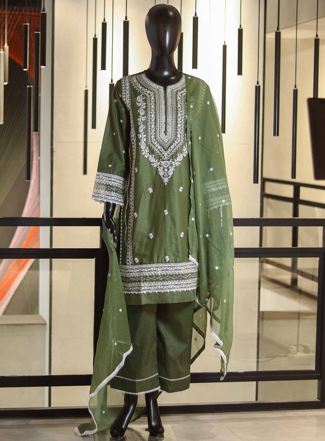 SNSC Embroidered Lawn Suits Stitched 3 Piece - SNSC25FE CY06 MEHINDI SNSC Embroidered Lawn Suits Stitched 3 Piece - SNSC25FE CY06 MEHINDI