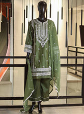 SNSC Embroidered Lawn Suits Stitched 3 Piece - SNSC25FE CY06 MEHINDI