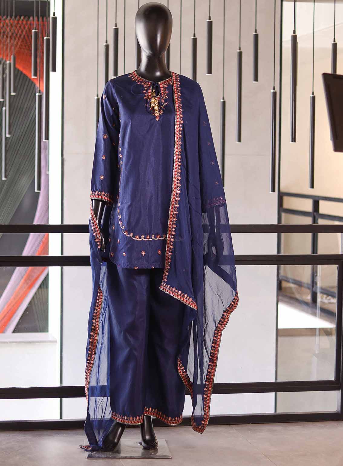 SNSC Embroidered Lawn Suits Stitched 3 Piece - SNSC25FE FB435 BLUE SNSC Embroidered Lawn Suits Stitched 3 Piece - SNSC25FE FB435 BLUE