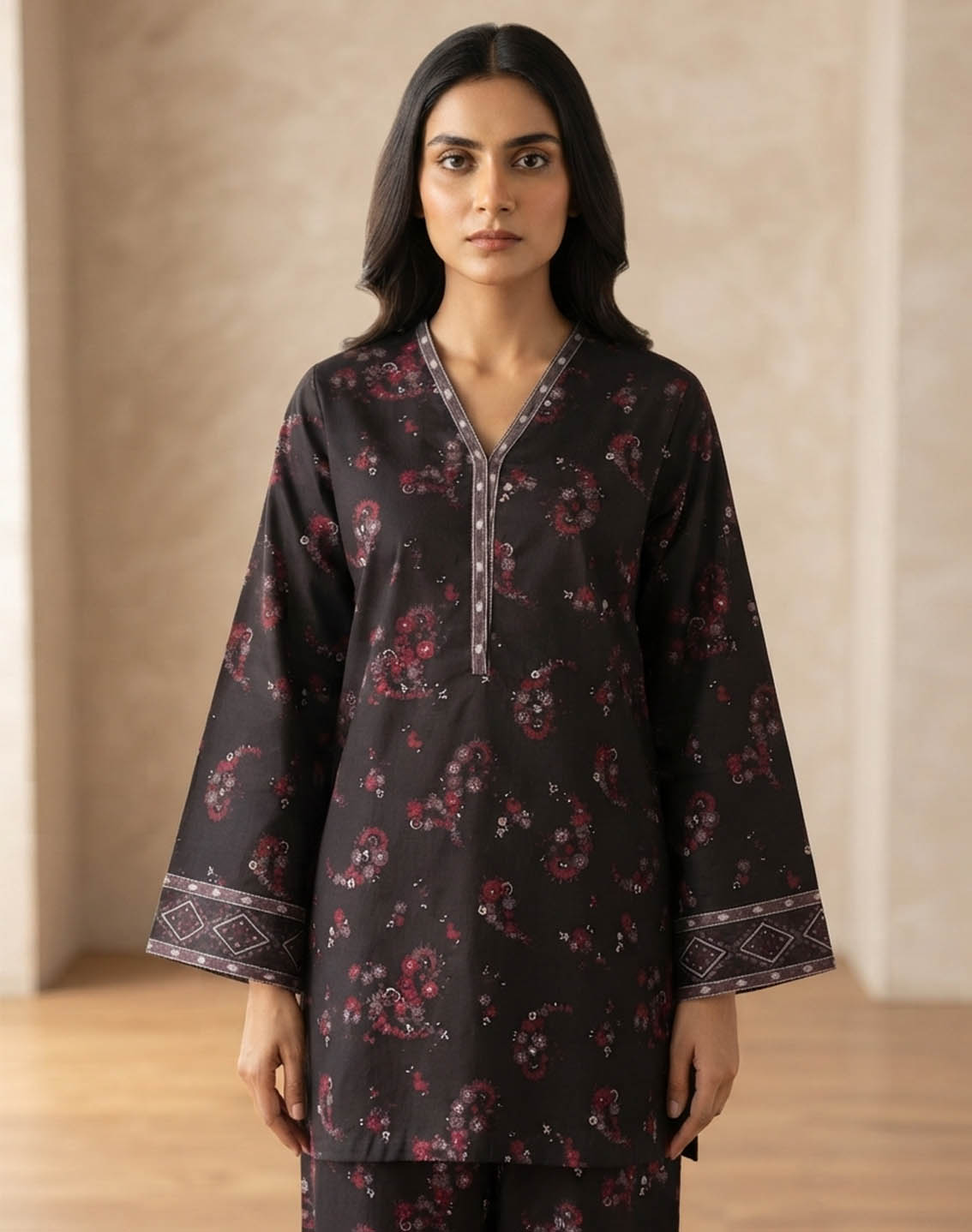 Saba Sumaiya Printed Lawn 2 Piece Stitched Shirt Trouser SSY26P D-BLACK MAJENTA Saba Sumaiya Printed Lawn 2 Piece Stitched Shirt Trouser SSY26P D-BLACK MAJENTA