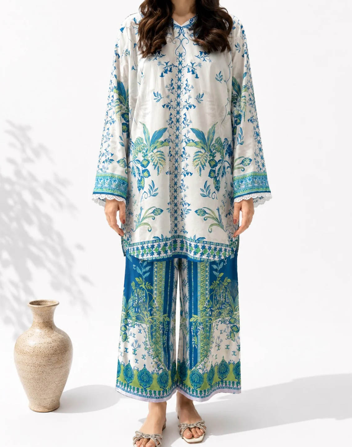 Saba Sumaiya Printed Satin Silk 2 Piece Stitched Shirt Trouser SSY26P D-BLUE EDEN Saba Sumaiya Printed Satin Silk 2 Piece Stitched Shirt Trouser SSY26P D-BLUE EDEN