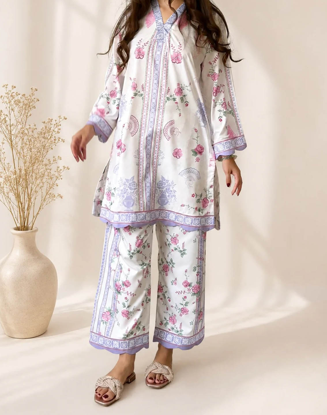 Saba Sumaiya Printed Satin Silk 2 Piece Stitched Shirt Trouser SSY26P D-LILAC WHISPER Saba Sumaiya Printed Satin Silk 2 Piece Stitched Shirt Trouser SSY26P D-LILAC WHISPER