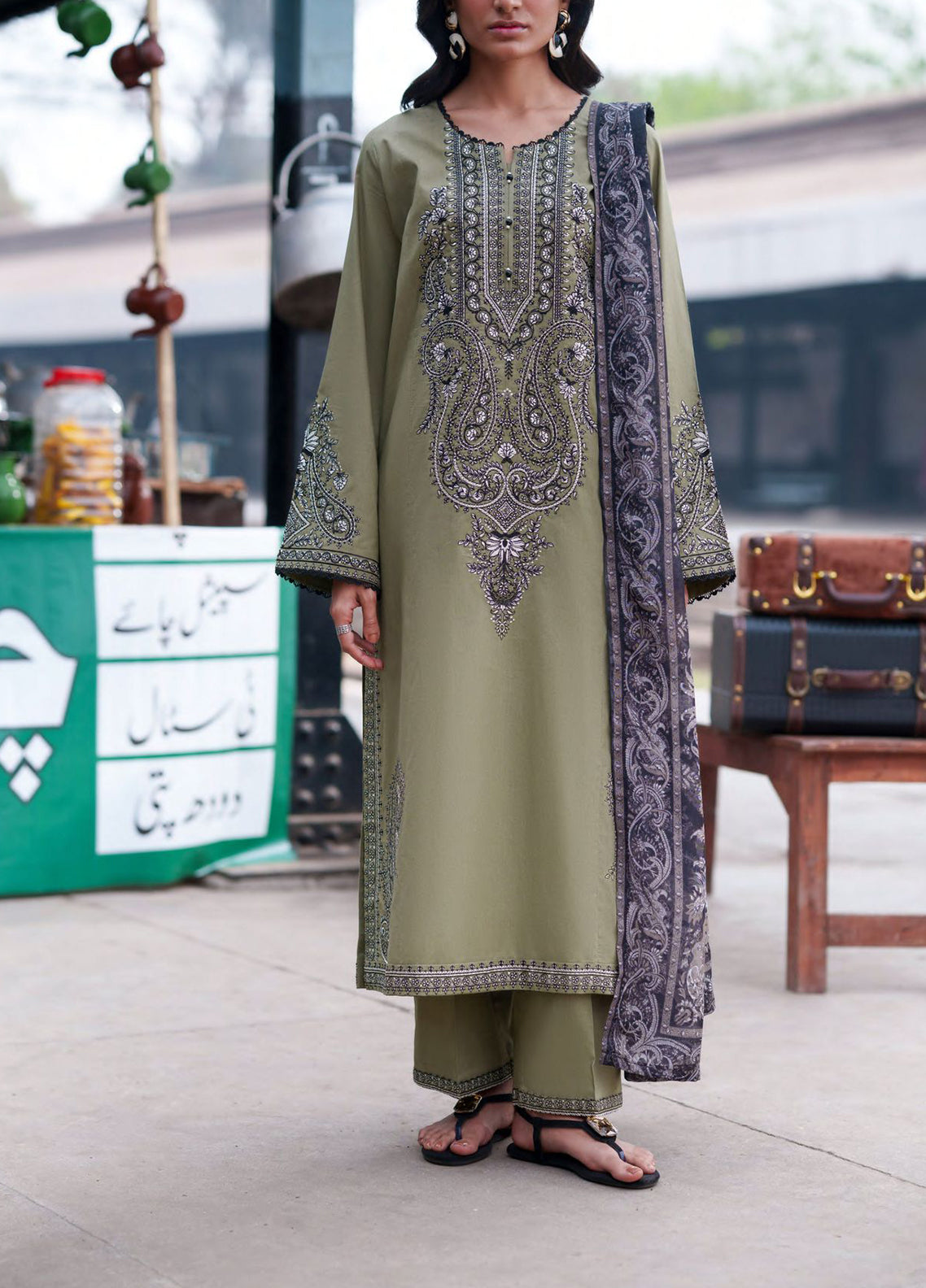 Safarnama By Casual Lite Premium Embroidered Cotton Lawn 3 Piece Stitched Suit CL26SSD D-07 SADHBH SAGE Safarnama By Casual Lite Premium Embroidered Cotton Lawn 3 Piece Stitched Suit CL26SSD D-07 SADHBH SAGE