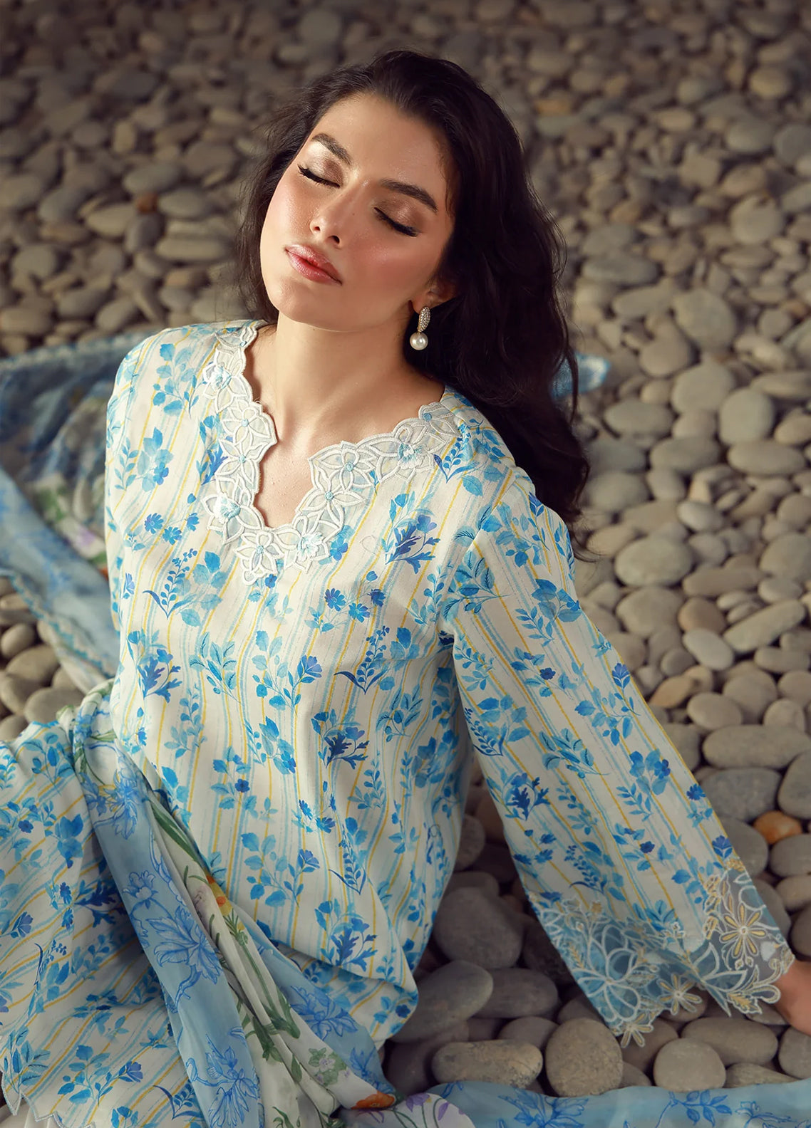 Sahar Festive Embroidered Lawn 3 Piece Unstitched Suit S26FEV2 D-01 AZURE JARDIN Sahar Festive Embroidered Lawn 3 Piece Unstitched Suit S26FEV2 D-01 AZURE JARDIN