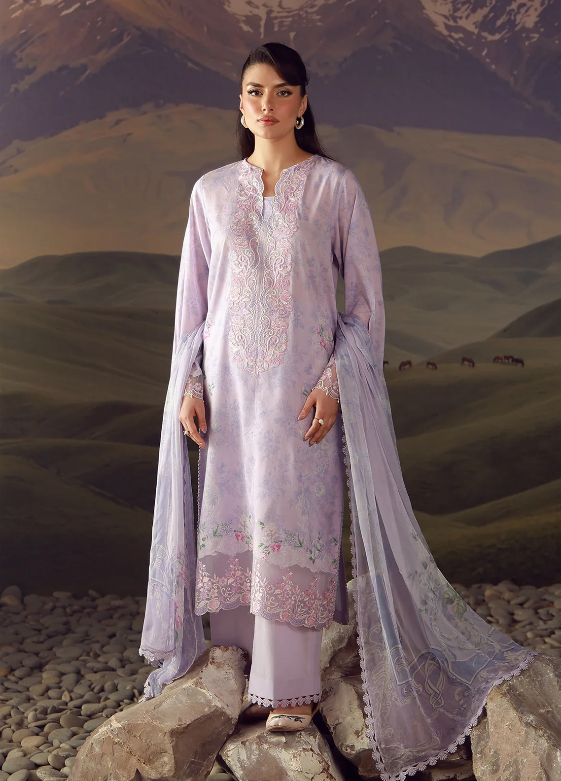 Sahar Festive Embroidered Lawn 3 Piece Unstitched Suit S26FEV2 D-04 LILAC HAZE Sahar Festive Embroidered Lawn 3 Piece Unstitched Suit S26FEV2 D-04 LILAC HAZE