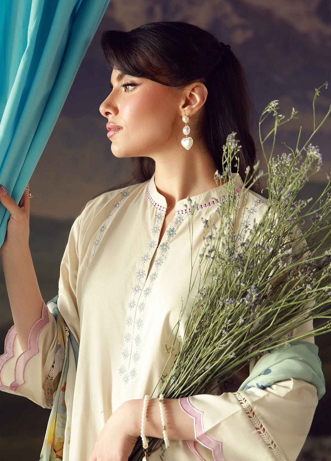Sahar Festive Embroidered Lawn 3 Piece Unstitched Suit S26FEV2 D-08 IVORY BLOOM Sahar Festive Embroidered Lawn 3 Piece Unstitched Suit S26FEV2 D-08 IVORY BLOOM