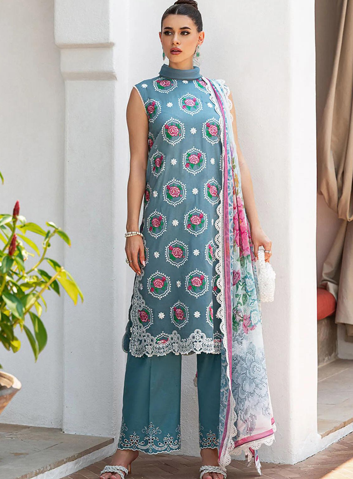Saira Rizwan Embroidered Lawn Suits Unstitched 3 Piece - SR24L 09 AMAL Saira Rizwan Embroidered Lawn Suits Unstitched 3 Piece - SR24L 09 AMAL