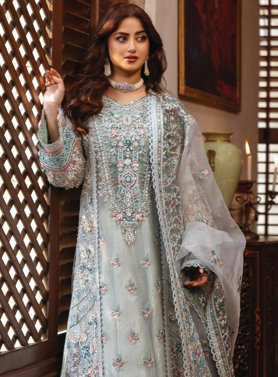 Sajal by Serene Embroidered Organza Suits Unstitched 3 Piece - SR24SB SB-25 INARA Sajal by Serene Embroidered Organza Suits Unstitched 3 Piece - SR24SB SB-25 INARA