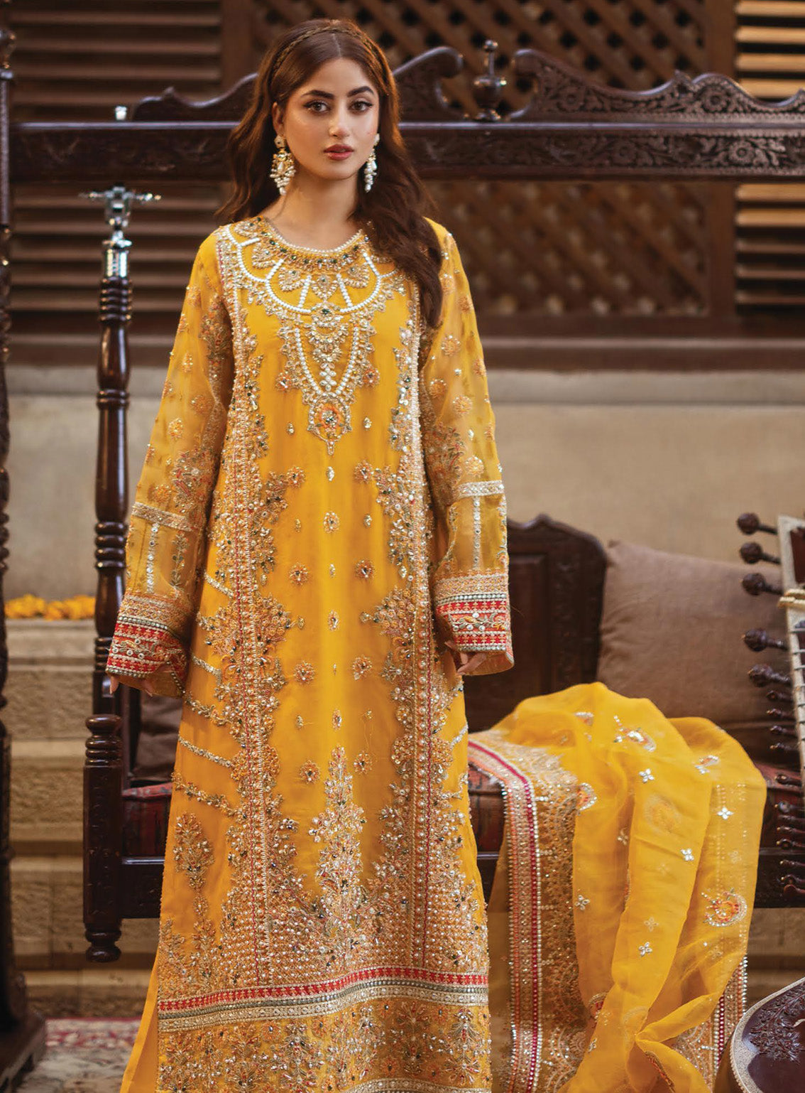 Sajal by Serene Embroidered Organza Suits Unstitched 3 Piece - SR24SB SB-28 MAHPARA Sajal by Serene Embroidered Organza Suits Unstitched 3 Piece - SR24SB SB-28 MAHPARA