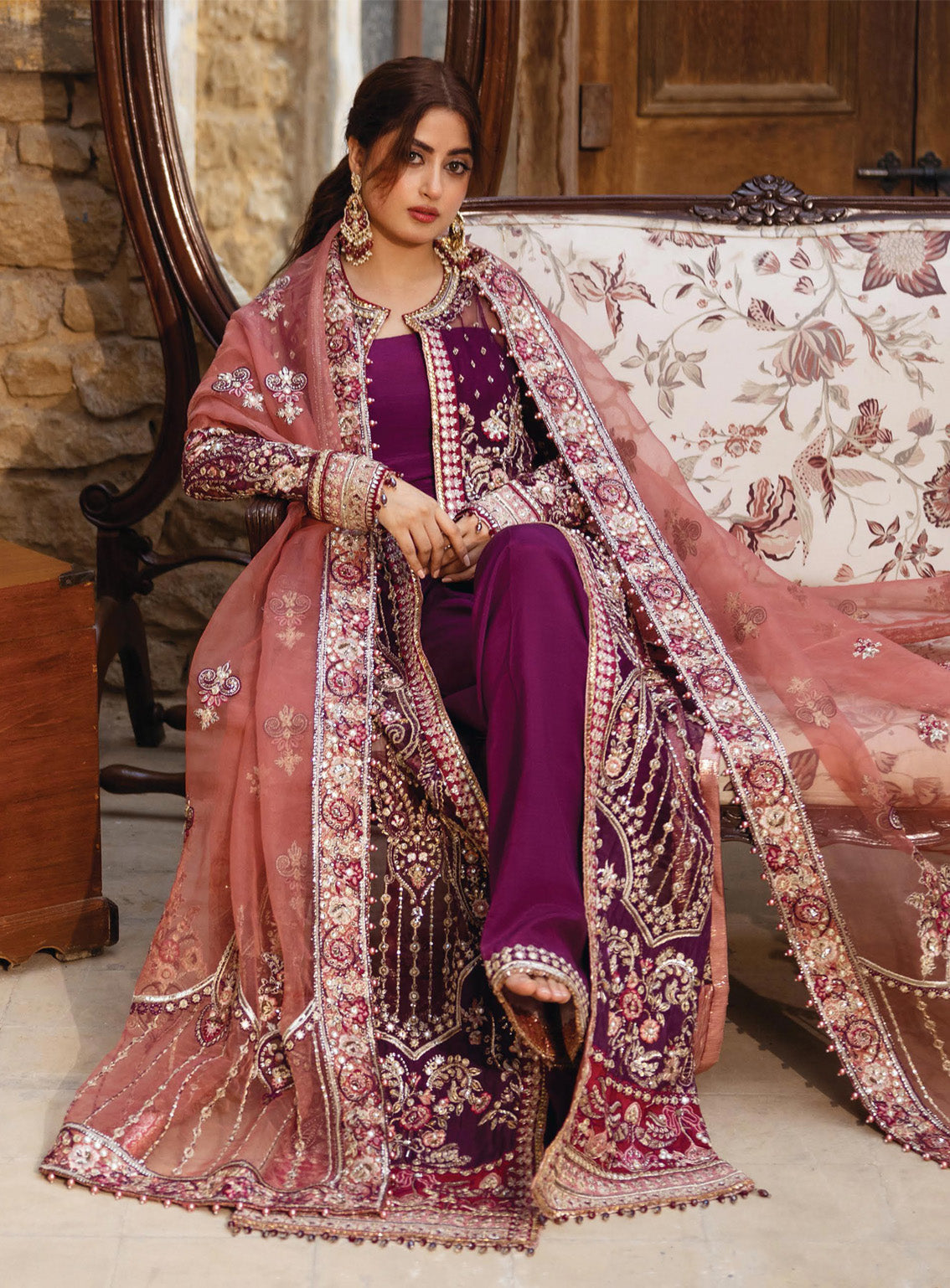 Sajal by Serene Embroidered Organza Suits Unstitched 3 Piece - SR24SB SB-34 NAZAKAT Sajal by Serene Embroidered Organza Suits Unstitched 3 Piece - SR24SB SB-34 NAZAKAT