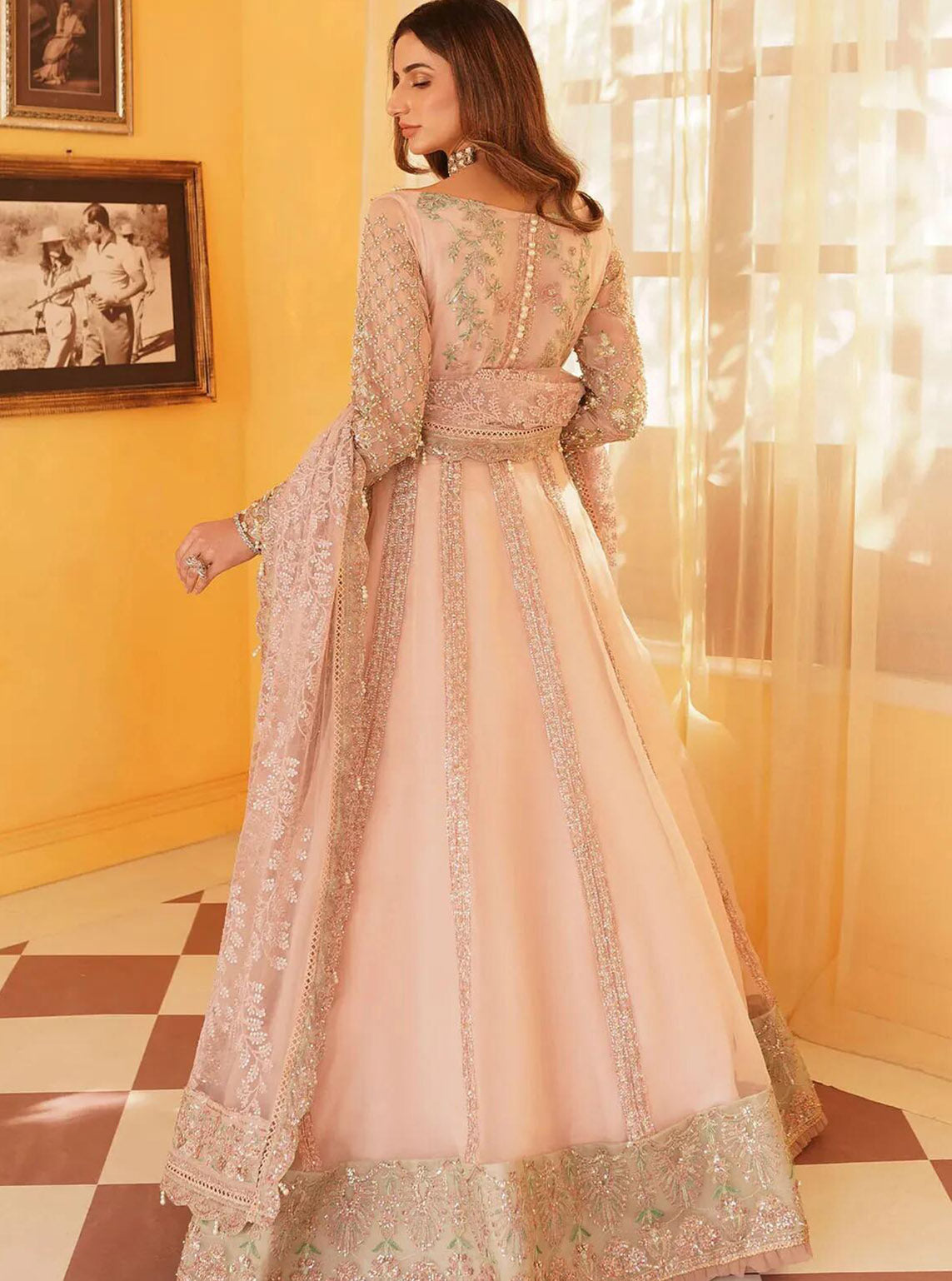 Serene by Mehak Yaqoob Embroidered Organza Suits Unstitched 3 Piece - MY24WF 03 SALMON PINK Serene by Mehak Yaqoob Embroidered Organza Suits Unstitched 3 Piece - MY24WF 03 SALMON PINK