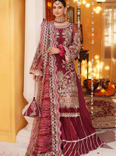 Serene by Mehak Yaqoob Embroidered Organza Suits Unstitched 3 Piece - MY24WF 04 JAZZBERRY