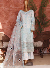 Shaahkaar By HZ Textiles Formal Embroidered Organza 3 Piece Stitched Suit HZ26SFE D-240-BLU