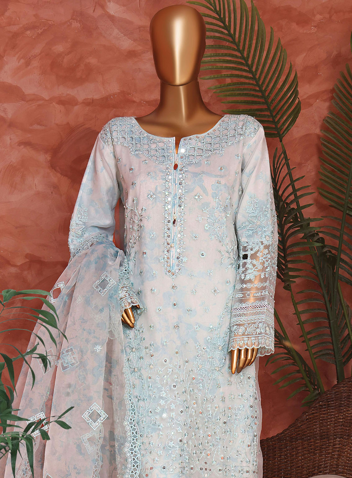 Shaahkaar By HZ Textiles Formal Embroidered Organza 3 Piece Stitched Suit HZ26SFE D-240-BLU Shaahkaar By HZ Textiles Formal Embroidered Organza 3 Piece Stitched Suit HZ26SFE D-240-BLU