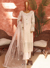 Shaahkaar By HZ Textiles Formal Embroidered Organza 3 Piece Stitched Suit HZ26SFE D-240-CRM