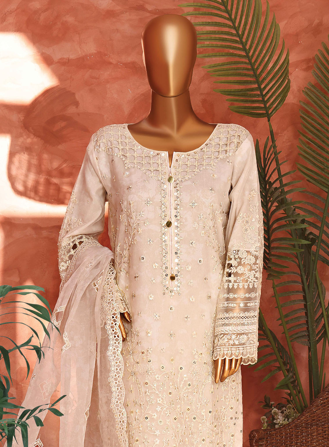 Shaahkaar By HZ Textiles Formal Embroidered Organza 3 Piece Stitched Suit HZ26SFE D-240-CRM Shaahkaar By HZ Textiles Formal Embroidered Organza 3 Piece Stitched Suit HZ26SFE D-240-CRM
