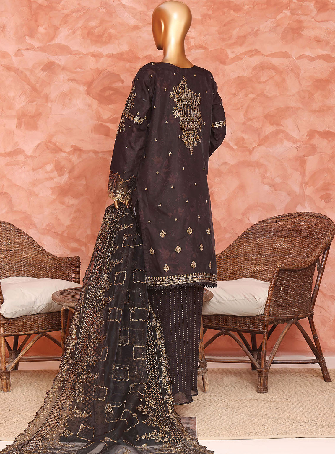 Shaahkaar By HZ Textiles Formal Embroidered Organza 3 Piece Stitched Suit HZ26SFE D-242-BLK Shaahkaar By HZ Textiles Formal Embroidered Organza 3 Piece Stitched Suit HZ26SFE D-242-BLK