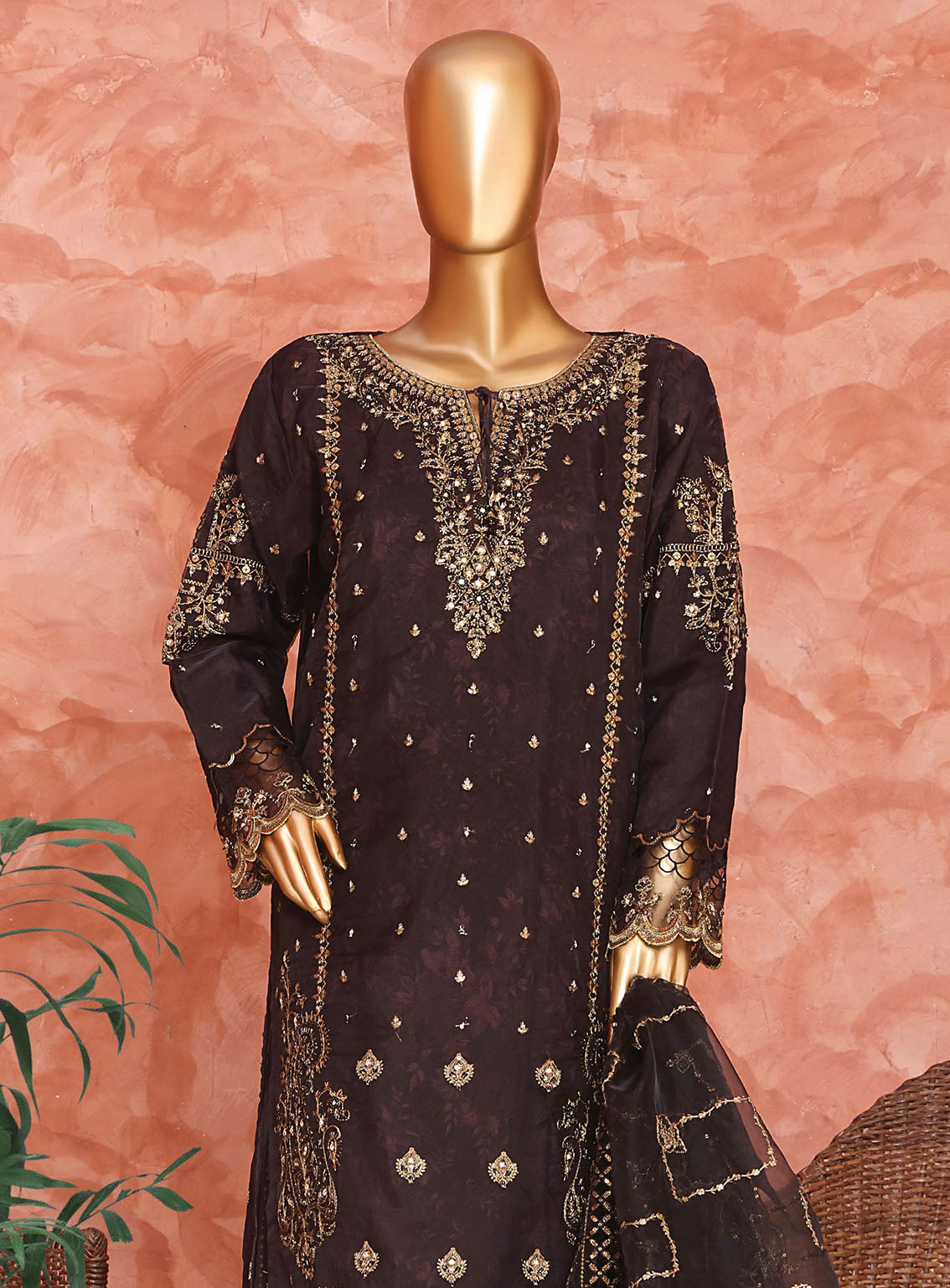 Shaahkaar By HZ Textiles Formal Embroidered Organza 3 Piece Stitched Suit HZ26SFE D-242-BLK Shaahkaar By HZ Textiles Formal Embroidered Organza 3 Piece Stitched Suit HZ26SFE D-242-BLK