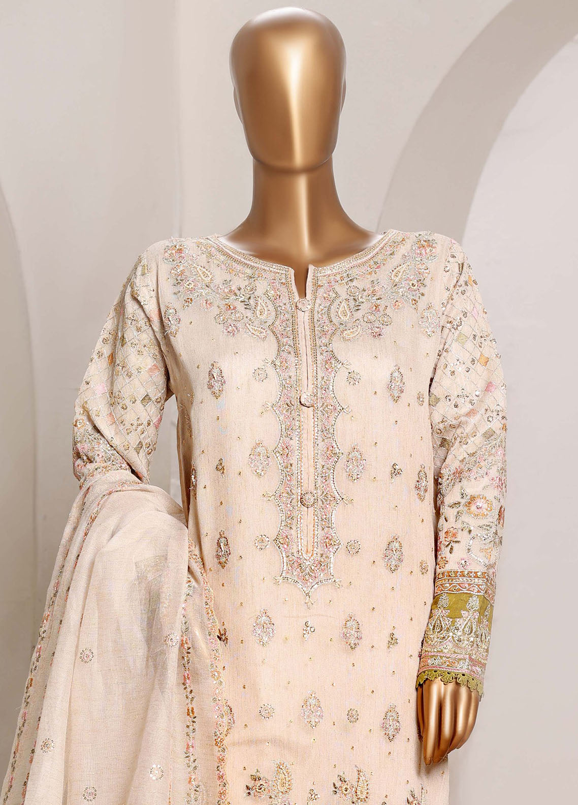 Sheer By HZ Textile Embrodered Lorex Khaadi Net 3 Piece Stitched Suit HZ26PD1 D-232-IV Sheer By HZ Textile Embrodered Lorex Khaadi Net 3 Piece Stitched Suit HZ26PD1 D-232-IV