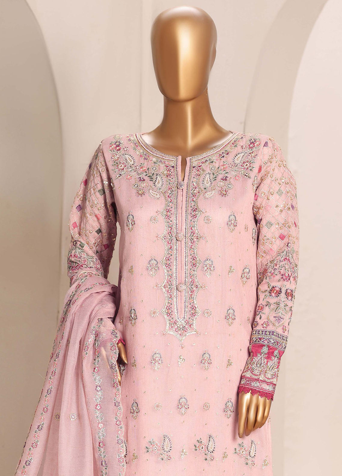 Sheer By HZ Textile Embrodered Lorex Khaadi Net 3 Piece Stitched Suit HZ26PD1 D-232-TPK Sheer By HZ Textile Embrodered Lorex Khaadi Net 3 Piece Stitched Suit HZ26PD1 D-232-TPK