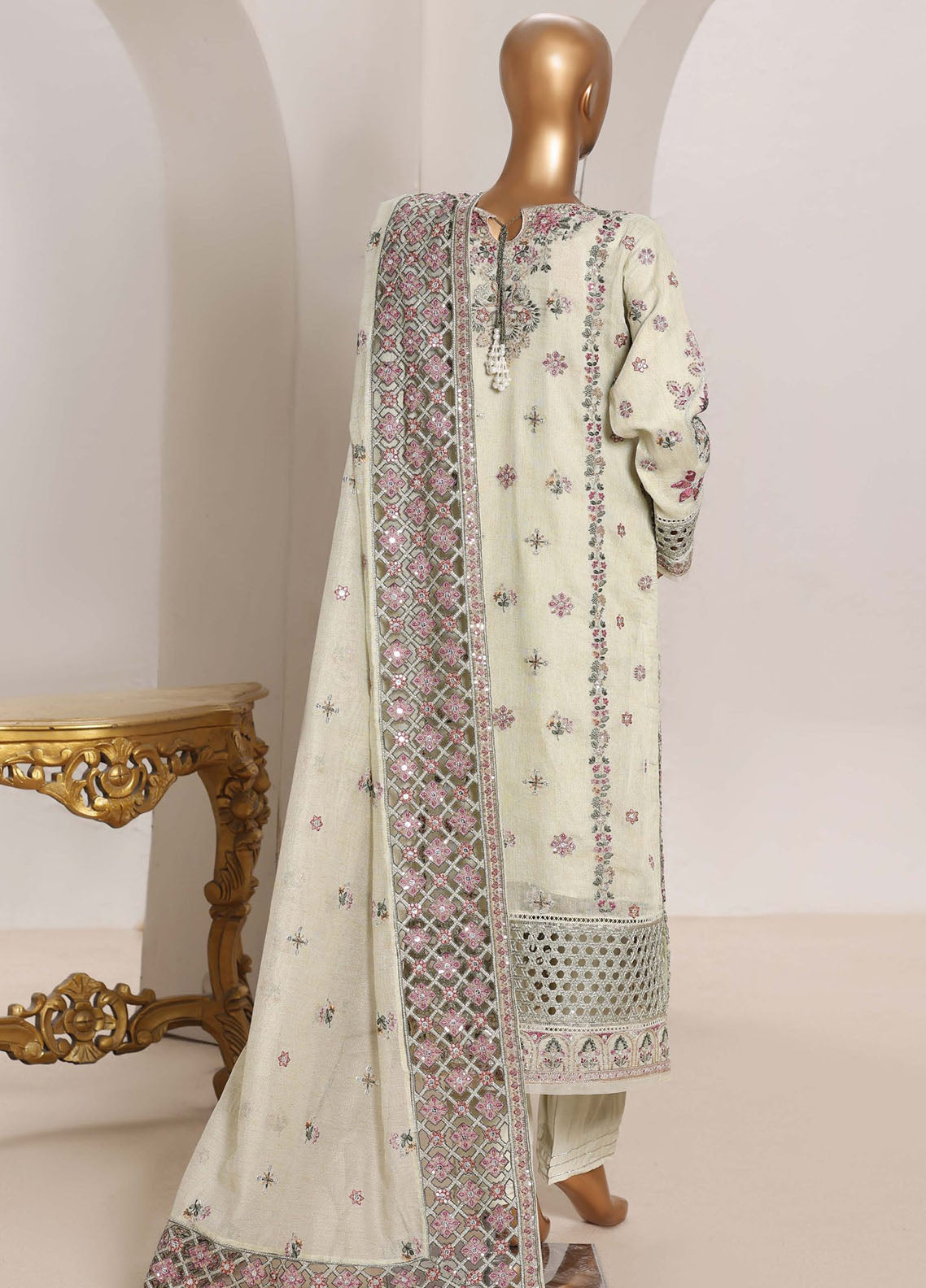 Sheer By HZ Textile Embrodered Lorex Khaadi Net 3 Piece Stitched Suit HZ26PD1 D-234-GN Sheer By HZ Textile Embrodered Lorex Khaadi Net 3 Piece Stitched Suit HZ26PD1 D-234-GN