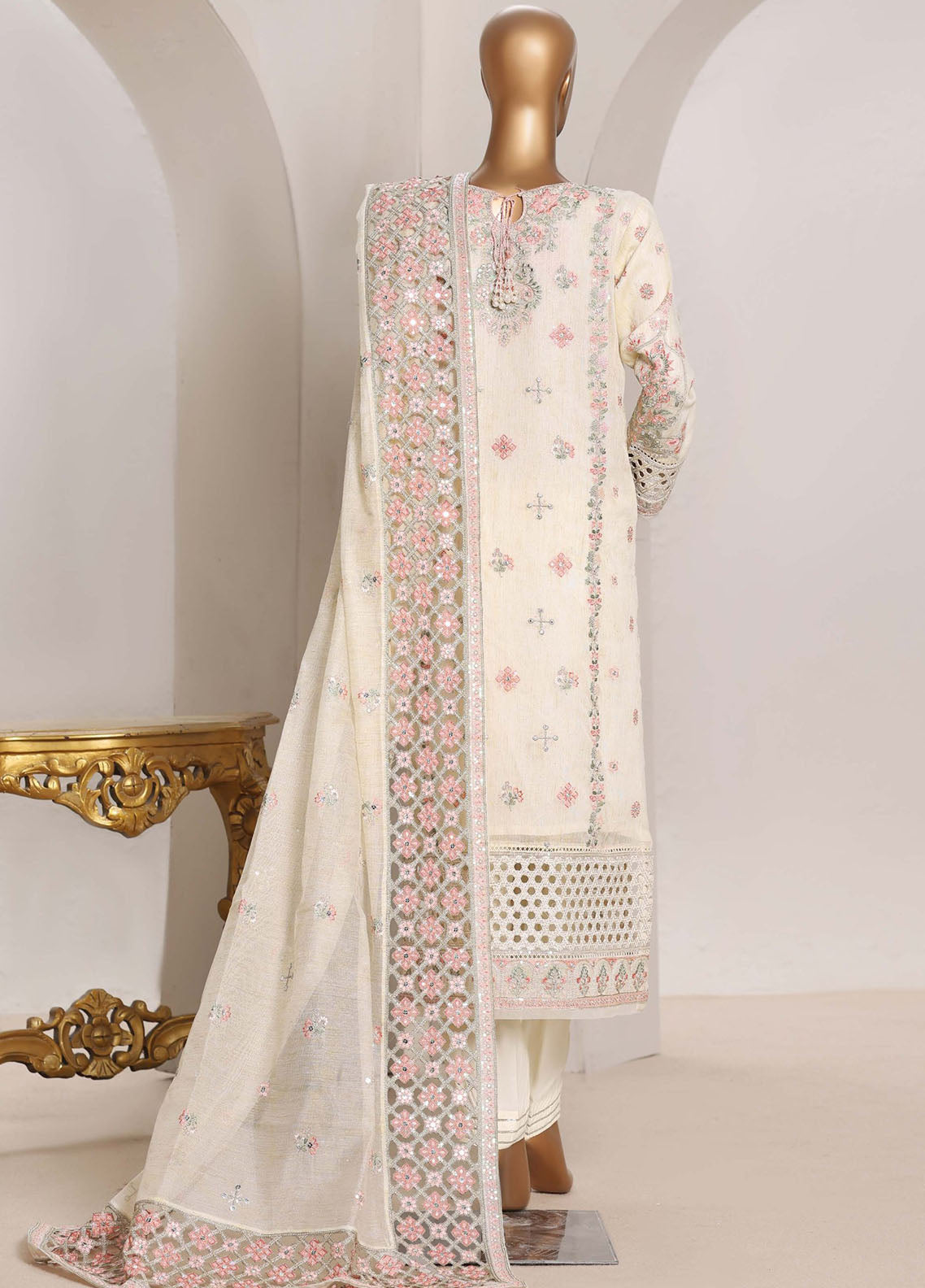Sheer By HZ Textile Embrodered Lorex Khaadi Net 3 Piece Stitched Suit HZ26PD1 D-234-OWT Sheer By HZ Textile Embrodered Lorex Khaadi Net 3 Piece Stitched Suit HZ26PD1 D-234-OWT