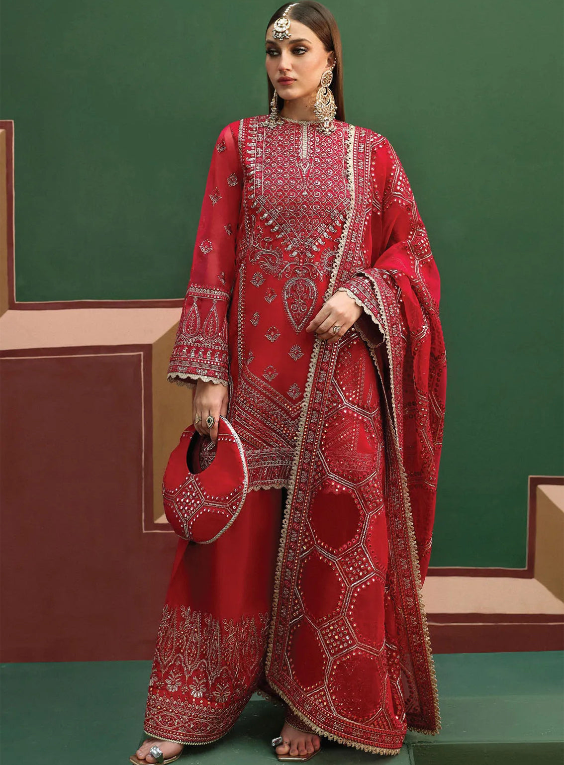 Shehnai By Afrozeh Embroidered Organza Suits Unstitched 3 Piece - AF24SW AFS-24-04 HOOR Shehnai By Afrozeh Embroidered Organza Suits Unstitched 3 Piece - AF24SW AFS-24-04 HOOR