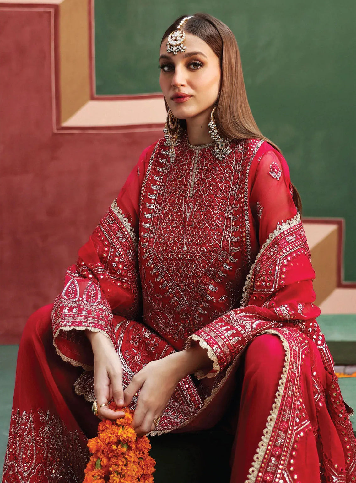 Shehnai By Afrozeh Embroidered Organza Suits Unstitched 3 Piece - AF24SW AFS-24-04 HOOR Shehnai By Afrozeh Embroidered Organza Suits Unstitched 3 Piece - AF24SW AFS-24-04 HOOR