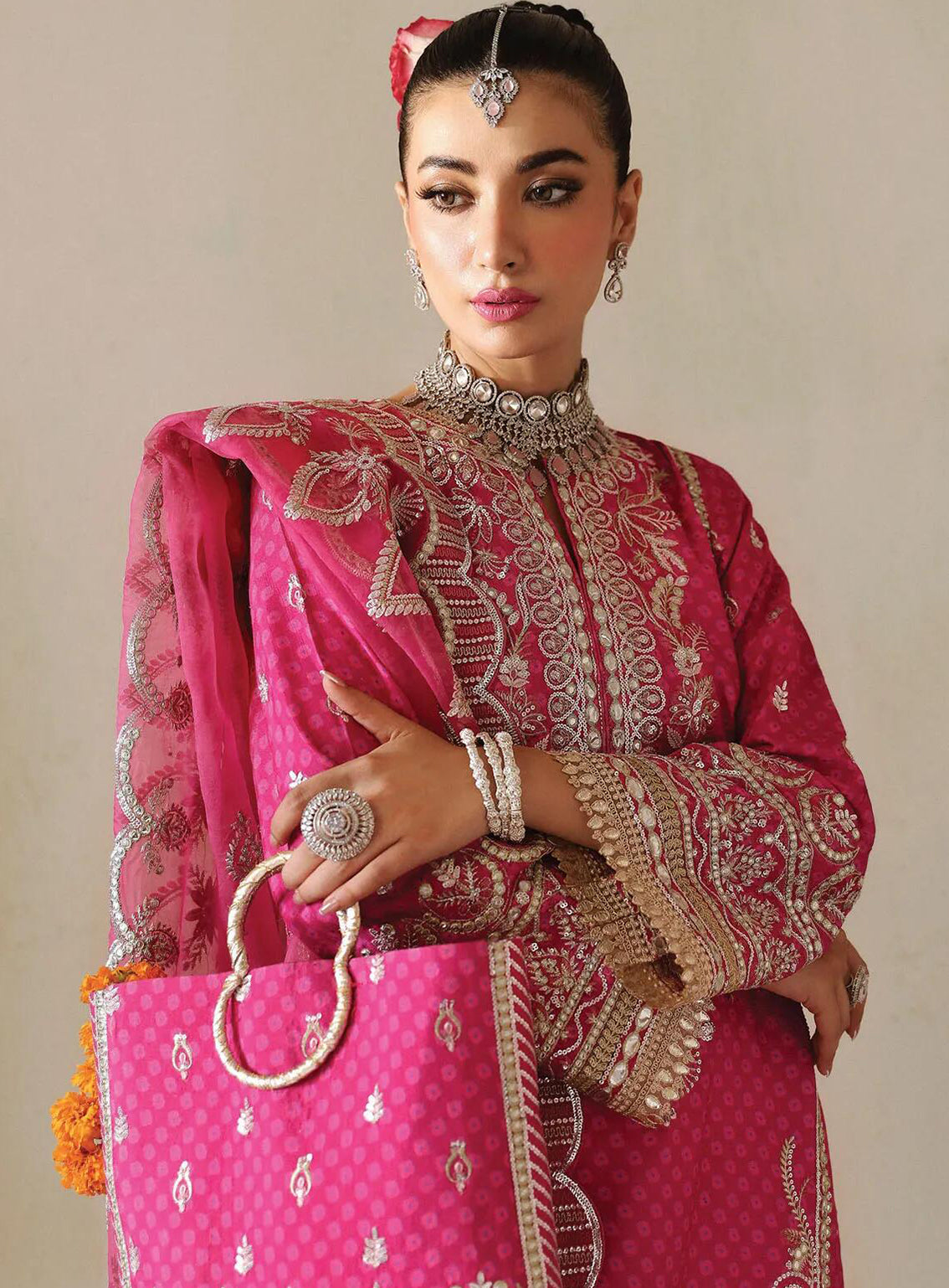 Shehnai By Afrozeh Embroidered Raw Silk Suits Unstitched 3 Piece - AF24SW AFS-24-06 YASMIN Shehnai By Afrozeh Embroidered Raw Silk Suits Unstitched 3 Piece - AF24SW AFS-24-06 YASMIN