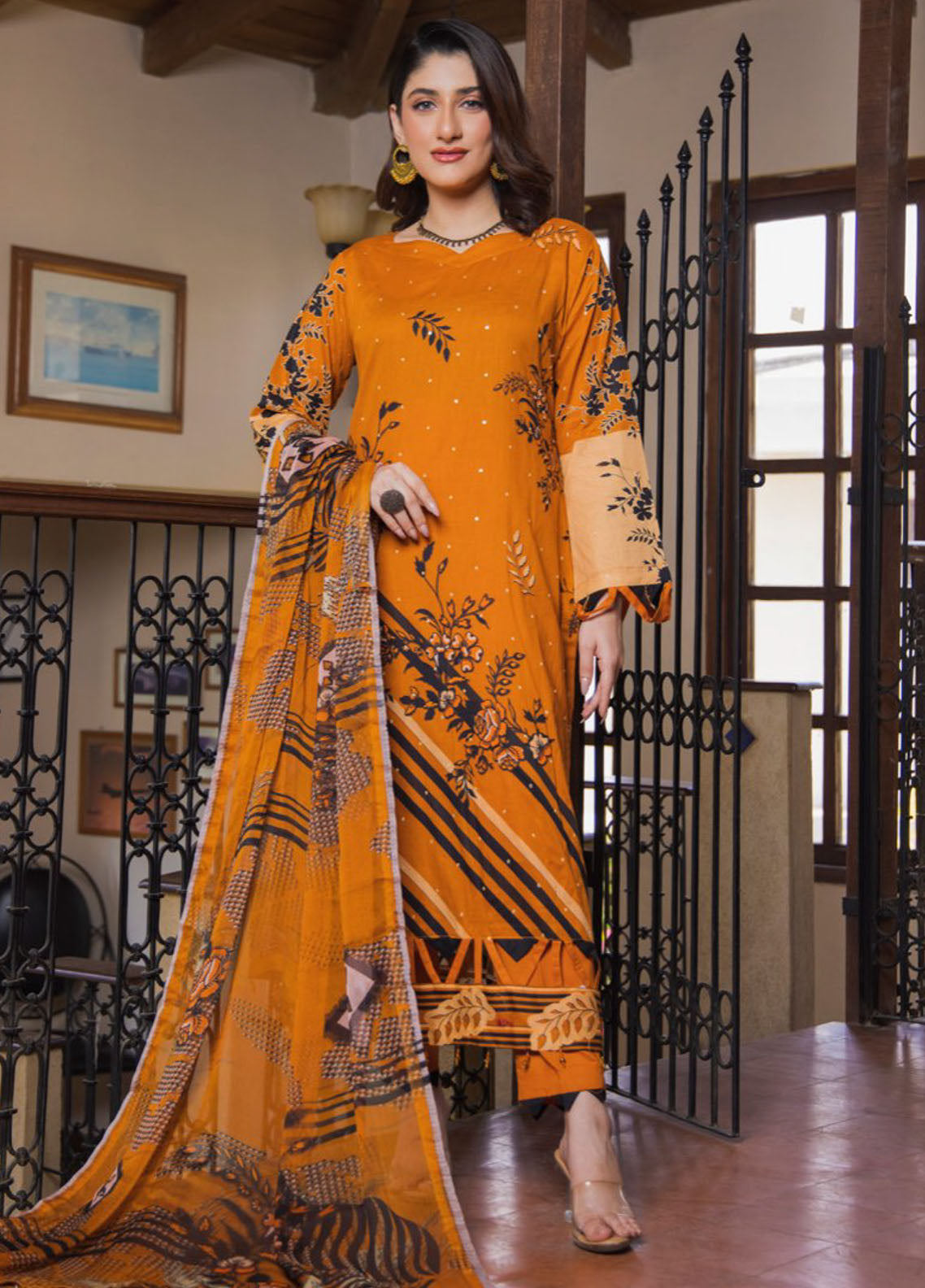 Sitara Gold By Schick Embroidered Lawn Unstitched 3 Piece Suit - SDH24SG 10 Sitara Gold By Schick Embroidered Lawn Unstitched 3 Piece Suit - SDH24SG 10