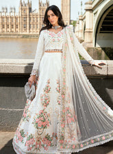 Soiree By Maria B Embroidered Raw Silk Suits Unstitched 3 Piece - MB25SF WF-09-02-White