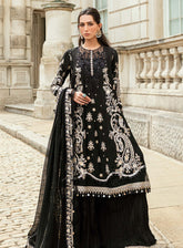 Soiree By Maria B Embroidered Raw Silk Suits Unstitched 3 Piece - MB25SF WF-09-03-Black