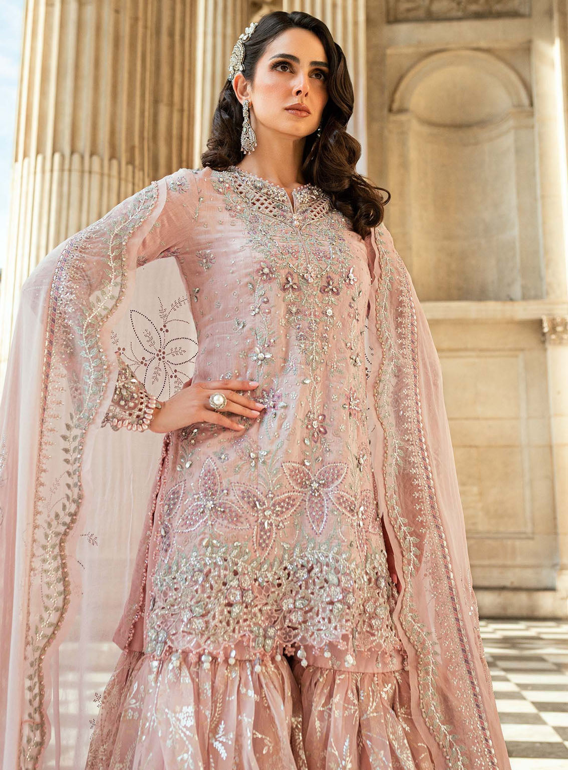 Soiree By Maria B Embroidered Raw Silk Suits Unstitched 3 Piece - MB25SF WF-09-05-Nude Pink Soiree By Maria B Embroidered Raw Silk Suits Unstitched 3 Piece - MB25SF WF-09-05-Nude Pink
