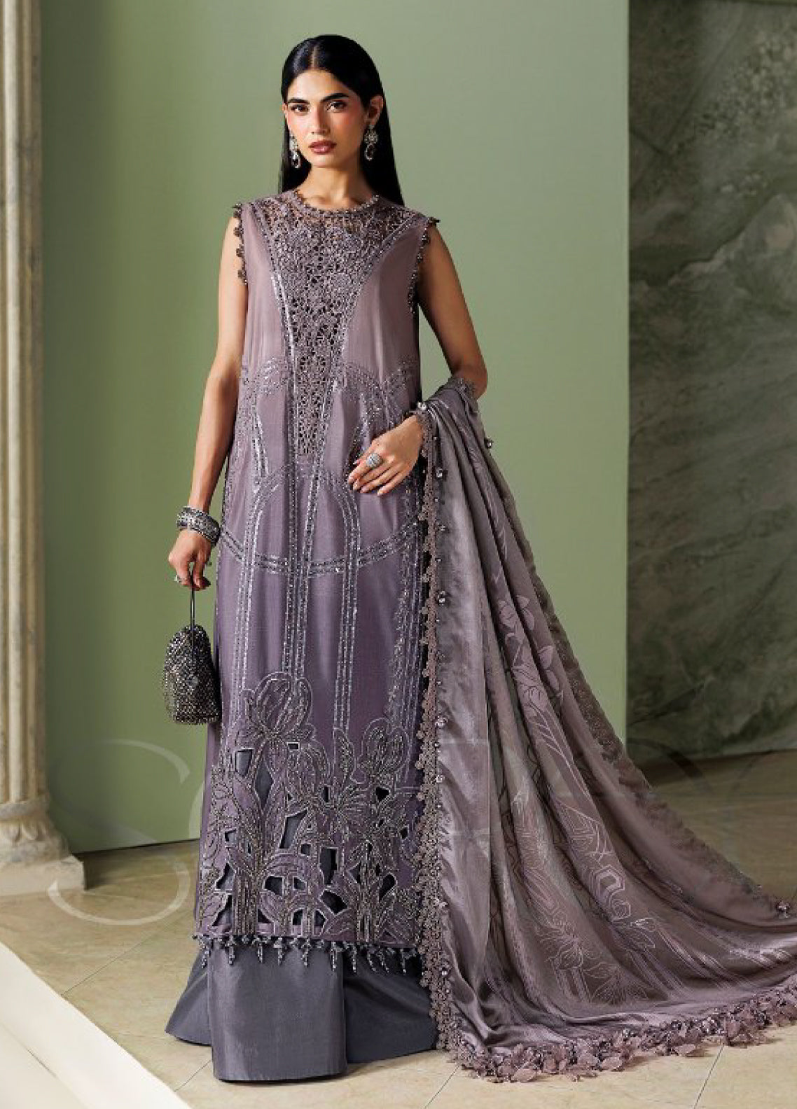 Soiree By Maria B Formals Embroidered Raw Silk 3 Piece Unstitched Suit MB26SF D-SR-04 Dusty Mauve - Front View Soiree By Maria B Formals Embroidered Raw Silk 3 Piece Unstitched Suit MB26SF D-SR-04 Dusty Mauve - Front View