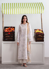 Summer Diary By Neeshay Embroidered Lawn 3 Piece Unstitched Suit NE26SD D-IVORY BLOOM