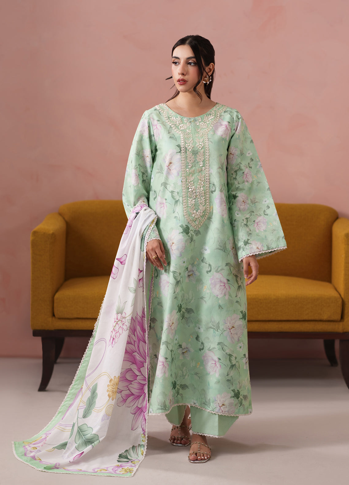 Summer Diary By Neeshay Embroidered Lawn 3 Piece Unstitched Suit NE26SD D-MINT REVERIE Summer Diary By Neeshay Embroidered Lawn 3 Piece Unstitched Suit NE26SD D-MINT REVERIE