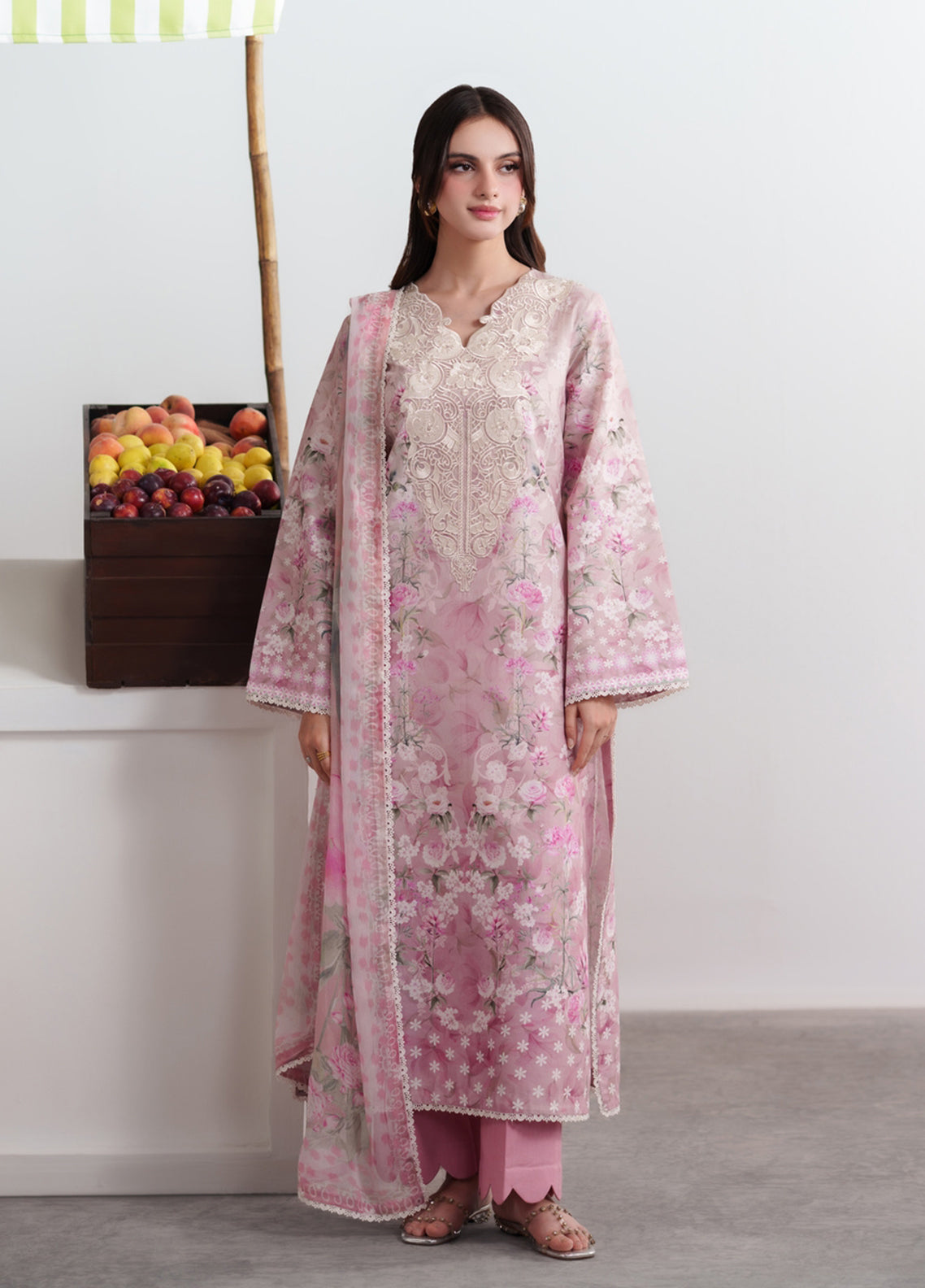 Summer Diary By Neeshay Embroidered Lawn 3 Piece Unstitched Suit NE26SD D-ROSE GARDEN Summer Diary By Neeshay Embroidered Lawn 3 Piece Unstitched Suit NE26SD D-ROSE GARDEN