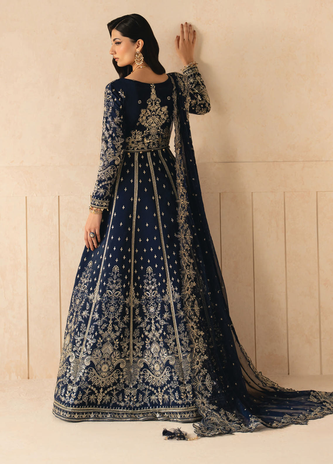 Syleena By Gulaal Embroidered Raw Silk 3 Piece Unstitched Dress GL26SRS D-SD-26 Zaffre Blue - Back View Syleena By Gulaal Embroidered Raw Silk 3 Piece Unstitched Dress GL26SRS D-SD-26 Zaffre Blue - Back View