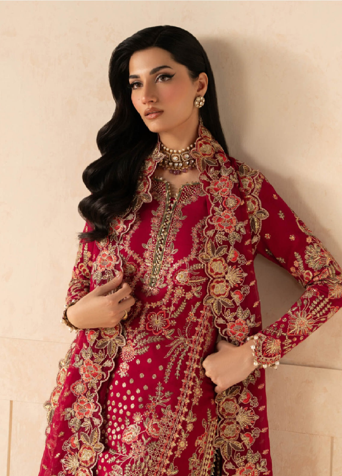 Syleena By Gulaal Embroidered Raw Silk 3 Piece Unstitched Dress GL26SRS D-SD-27 Rubine Atishi - Detail Syleena By Gulaal Embroidered Raw Silk 3 Piece Unstitched Dress GL26SRS D-SD-27 Rubine Atishi - Detail