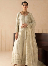Syleena By Gulaal Embroidered Raw Silk 3 Piece Unstitched Dress GL26SRS D-SD-28 Miraas Ivory - Front View